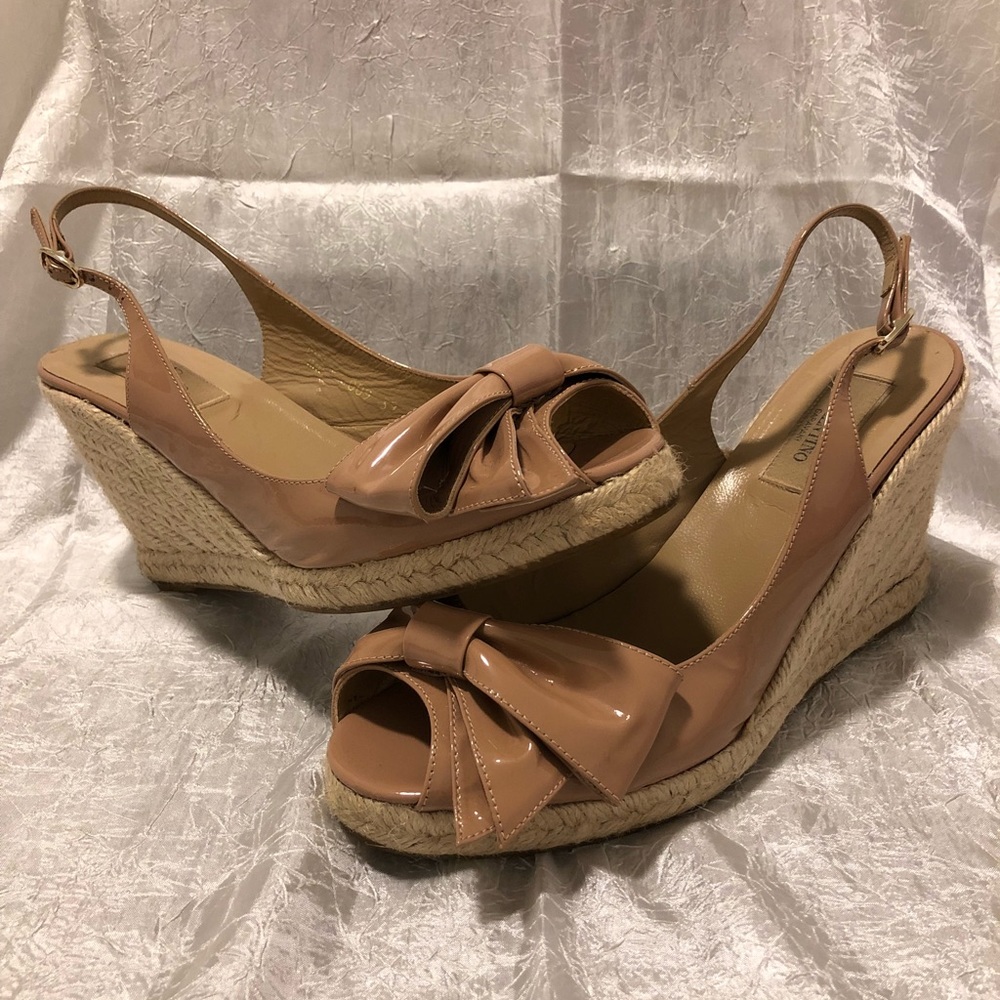 Valentino Peep Toe Wedges with Bow Detail!